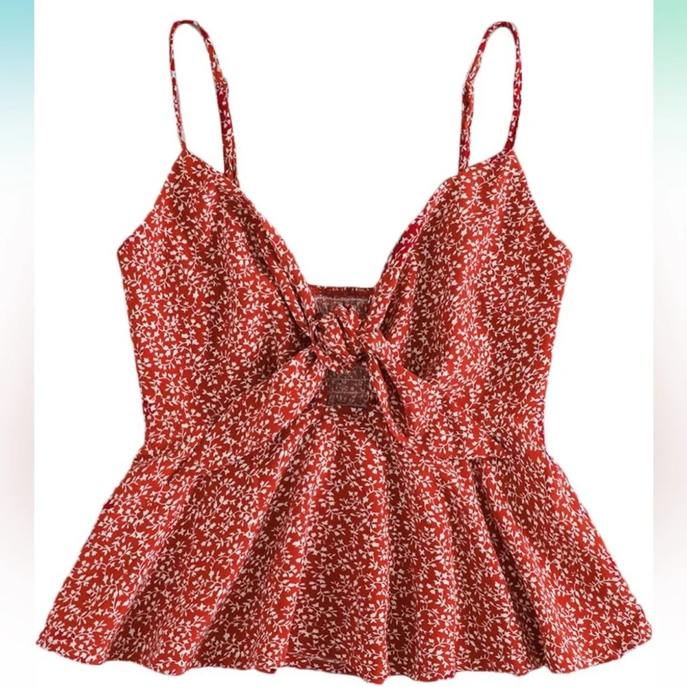 Red Peplum Top - Picture 1 of 4
